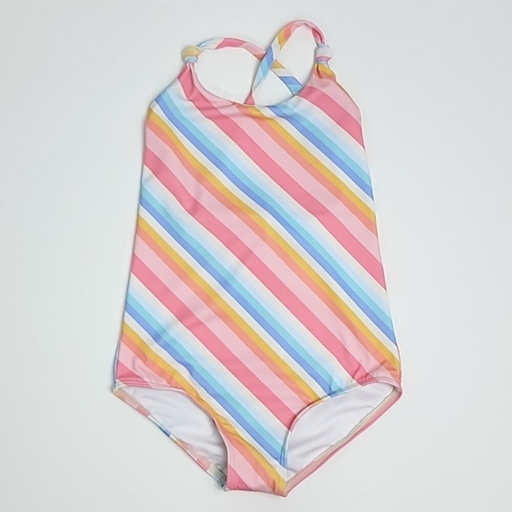 Billabong Kids‎ Magic Hour One Piece Pastel Stripe Print Swimsuit Size 8